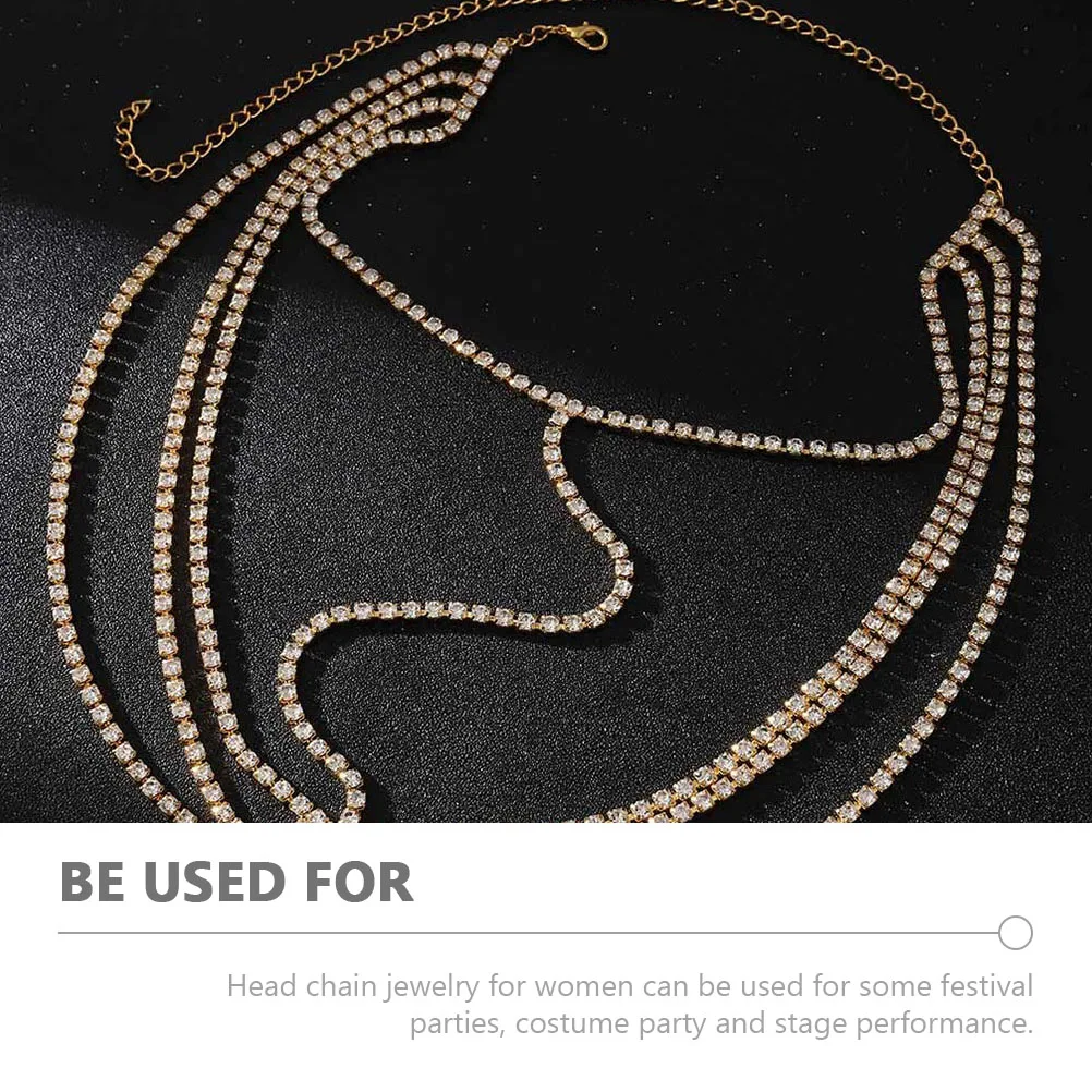

Rhinestone Head Chain Jewelry for Women Gold Accessories Bridal Hair Decor Elegant Goddess Piece Charm Performance Photoshoot