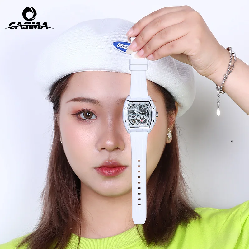 Часы CASIMA для пар, механические часы, студенческие часы с силиконовым ремешком, водонепроницаемые спортивные часы, модель CS2164-1047