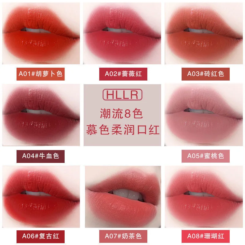 8 Colors Glitter Matte Velvet Nude Lipstick Shimmer Sexy Red Pigments Makeup Long Lasting Waterproof Profissional