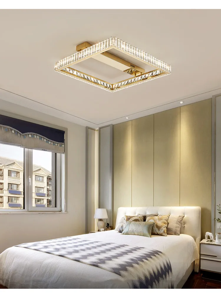 Living Room Crystal LED Ceiling Lamp Steel Smart Dimmable