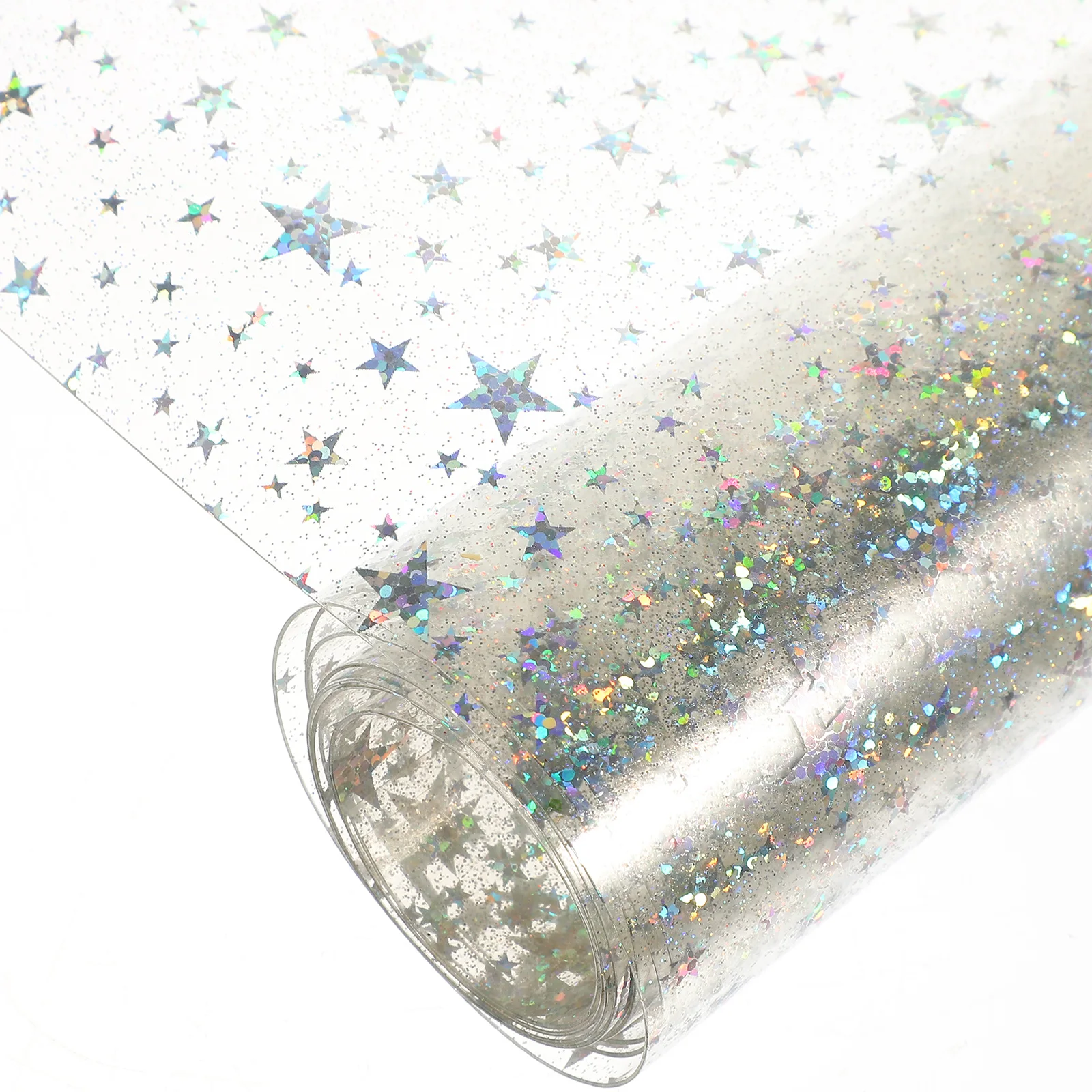 

Transparent Star PVC Film Clear Craft Material for DIY Bag Suitcase Shiny Projects Luggage Thin Film Glitter Pattern