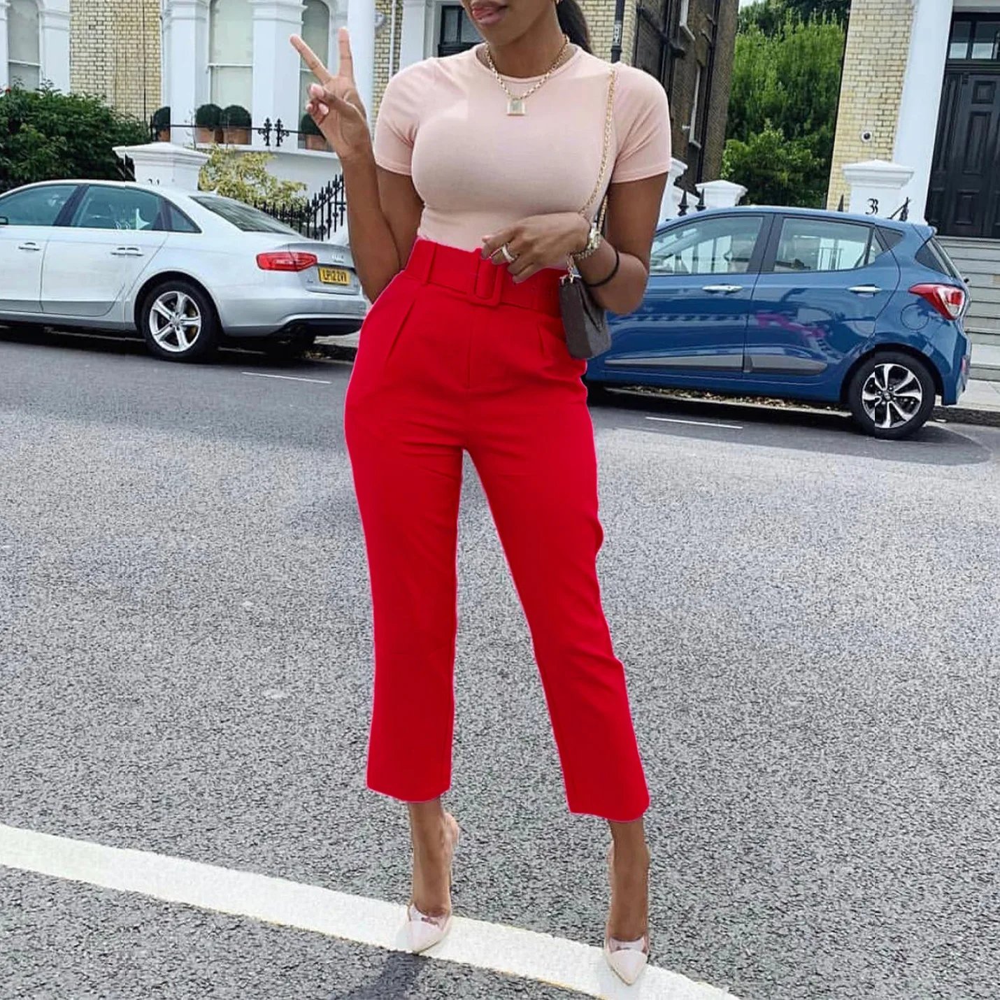 

Spring new temperament elegant OL professional trousers thin pants African high waist casual pants temperament sexy high-end bus