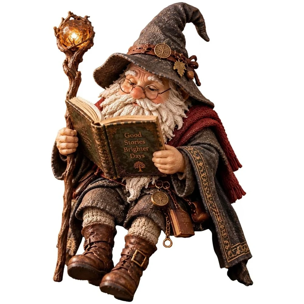 Creative The Wandering Scholar Gnome – Enchanted Reading Wizard Figurine,Reading Gnome Book Lover Decor, Fantasy Wizard Statue