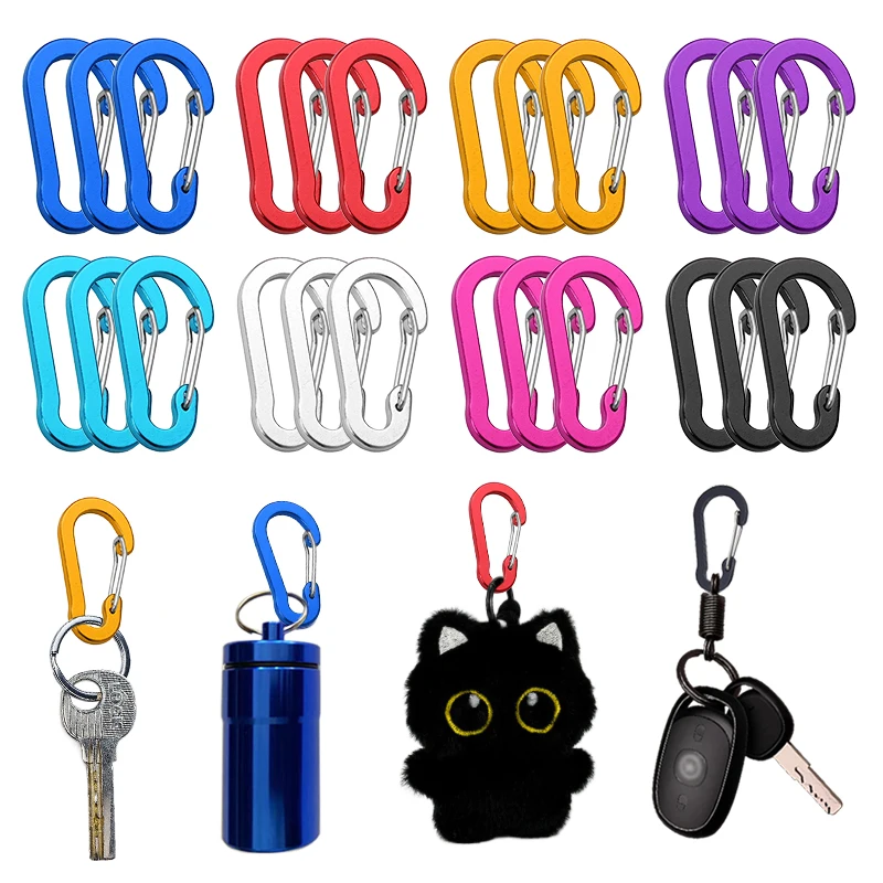 Outdoor Camping Multi Tool Mountaineering Buckle Steel Small Carabiner Clips Fishing Climbing Acessories Keychain Key Ring Hooks