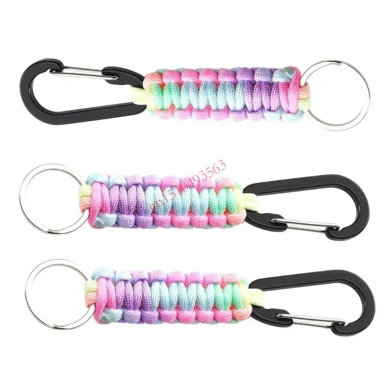 448C 3 قطعة سلسلة المفاتيح Paracord مع حلقة تسلق حبل مضفر كليب خواتم هوك حبل مضفر حبل سلسلة مفاتيح أدوات إنقاذ في الهواء الطلق #5