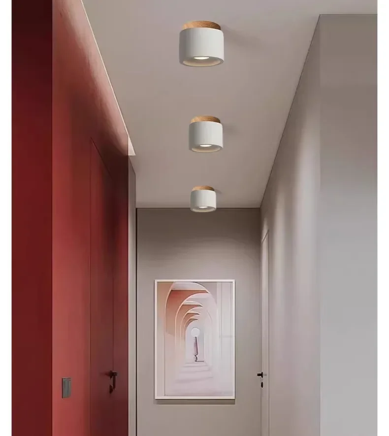 الاسمنت LED مصباح السقف الحد الأدنى ديكور المنزل الصناعي سجل الخشب الحجر سطح شنت الأضواء المستديرة Foco 110 فولت 220 فولت #1