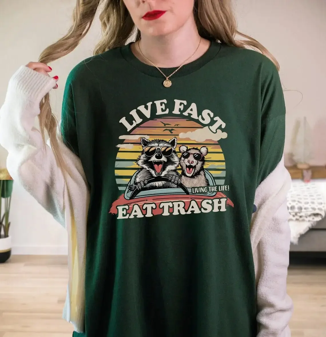 Live Fast Eat Trash T Shirt Funny Raccoon Racoon S Meme Opposum Possum Animal Lover Panda