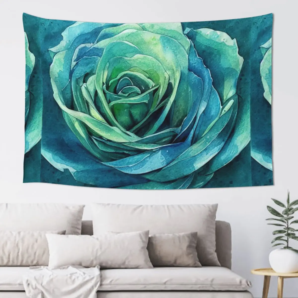 

Blue and Green Rose Tapestry Wall Hanging Wall Wallpapers Home Decor Room Decorating Aesthetic Aesthetic Decoration Tapestry