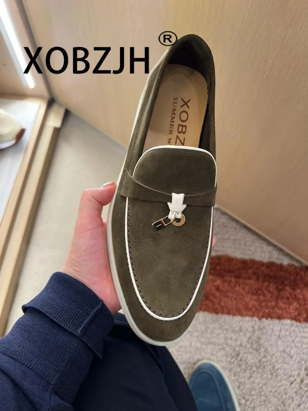 Loafers Moccasines Suede Summer Walk Shoes Women Spring Autumn Fashion CausaleLeather Metal Pendant Flat Shoes Lazy SlipOn Mules