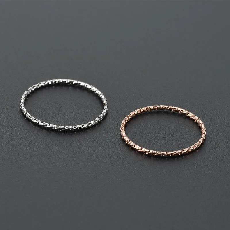 1mm Thin Stackable Faceted Ring Stainless Steel Wedding Band for Women Girl Size 4-10