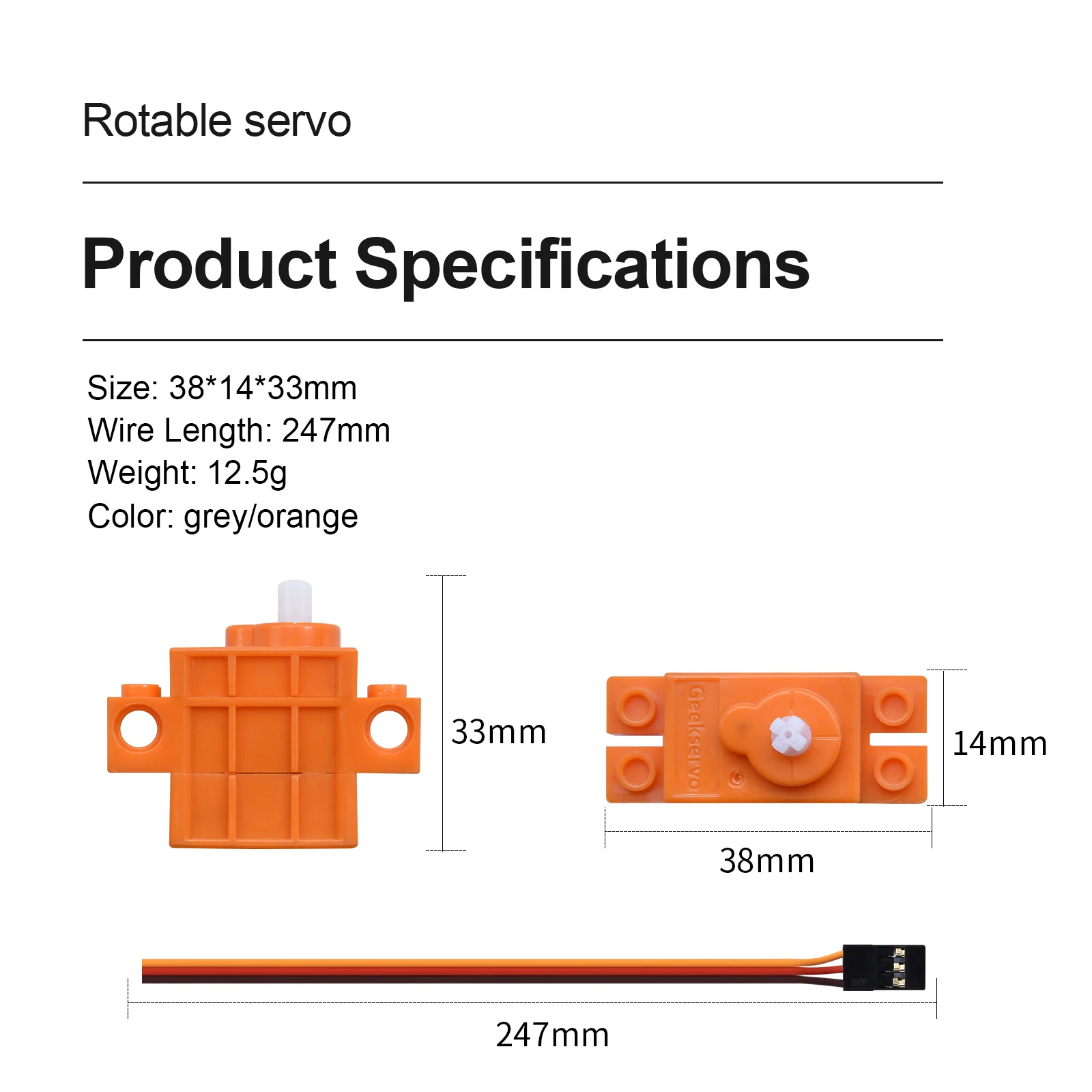 Imagem -03 - Rotable Geek Servo com Fio Compatível com Lego para Kit Faça Você Mesmo Programável Carro Inteligente Eletrônico Cinza e Laranja