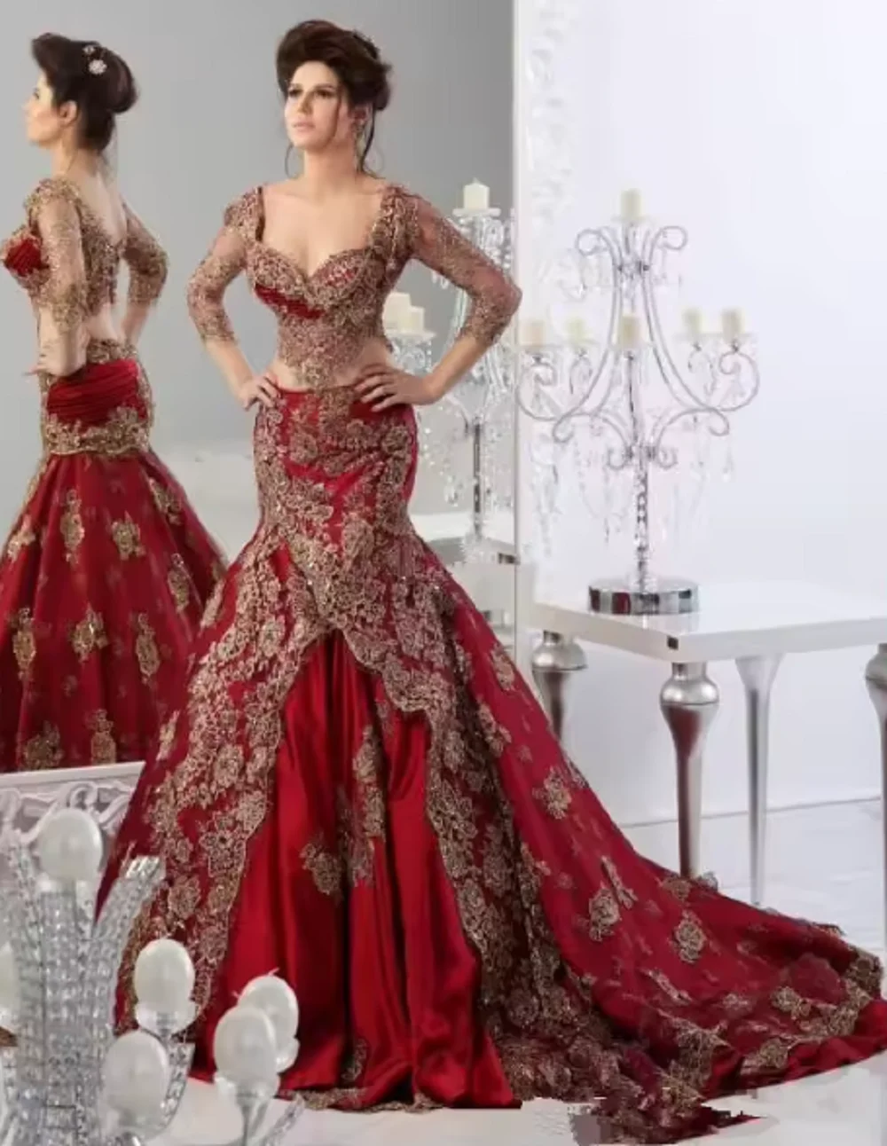 2025 Dubai Saudi Arabia Pearls Mermaid Wedding Dresses Sexy Off The Shoulder Satin Ruffles Vintage Bridal Gowns Angel Sanchez
