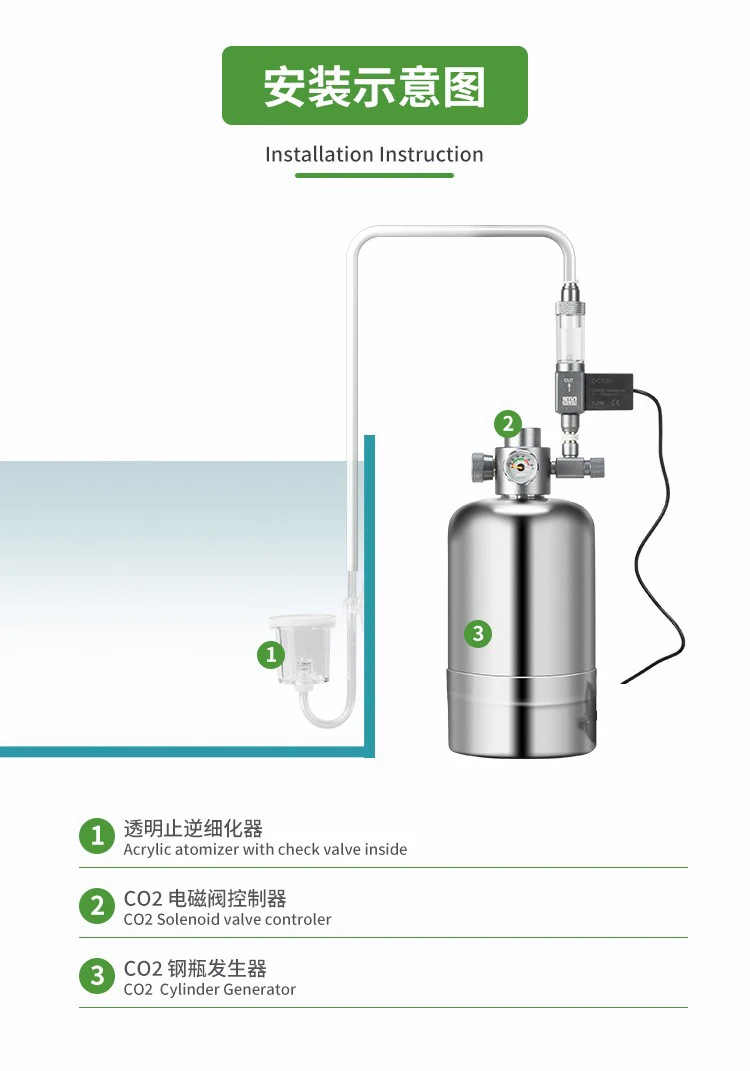 Aquarium CO2-Diffusor aus Transparentem Acryl für Feines Wasserpflanzen-System, CO2-Antireflex-Diffusor, Wasserinjektions-Zerstäuber – Detail 10