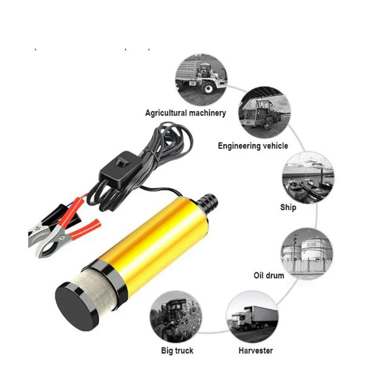 DC 12V 24V 38mm DC Electric Submersible oil Water Pump clip Mini For Diesel Aluminum Alloy Shell 12L/min Fuel Transfer Pumping C