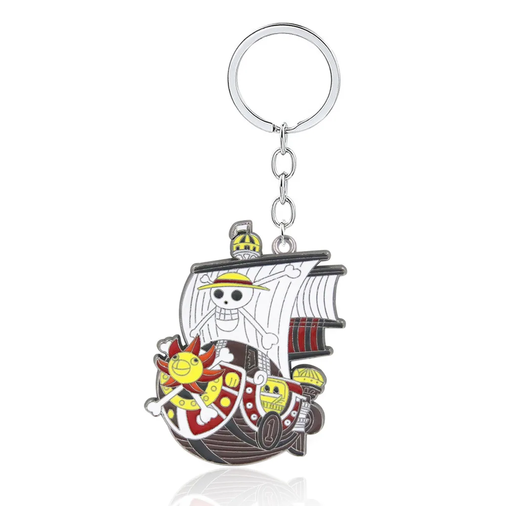 Cartoon Anime One Piece Figure Thousand Sunny Going Merry Keychain Luffy Brooch Anime Jewelry Gift for Fans Friends