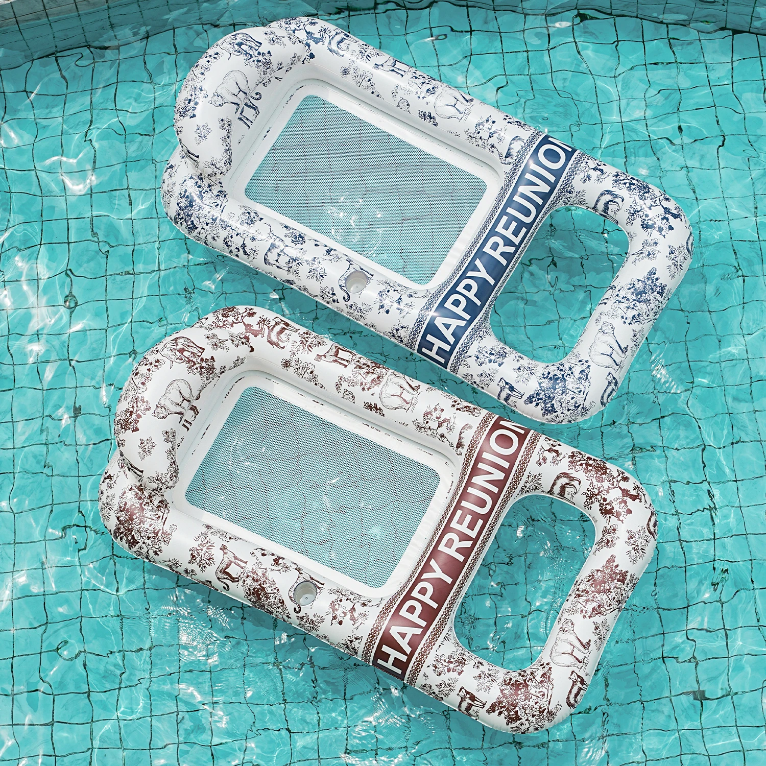 1PC Porcelain พิมพ์สระว่ายน้ําลอยฤดูร้อนสระว่ายน้ําเก้าอี้เลานจ์, ฤดูร้อน Beach & สระว่ายน้ําว่ายน้ําอุปกรณ์เสริม