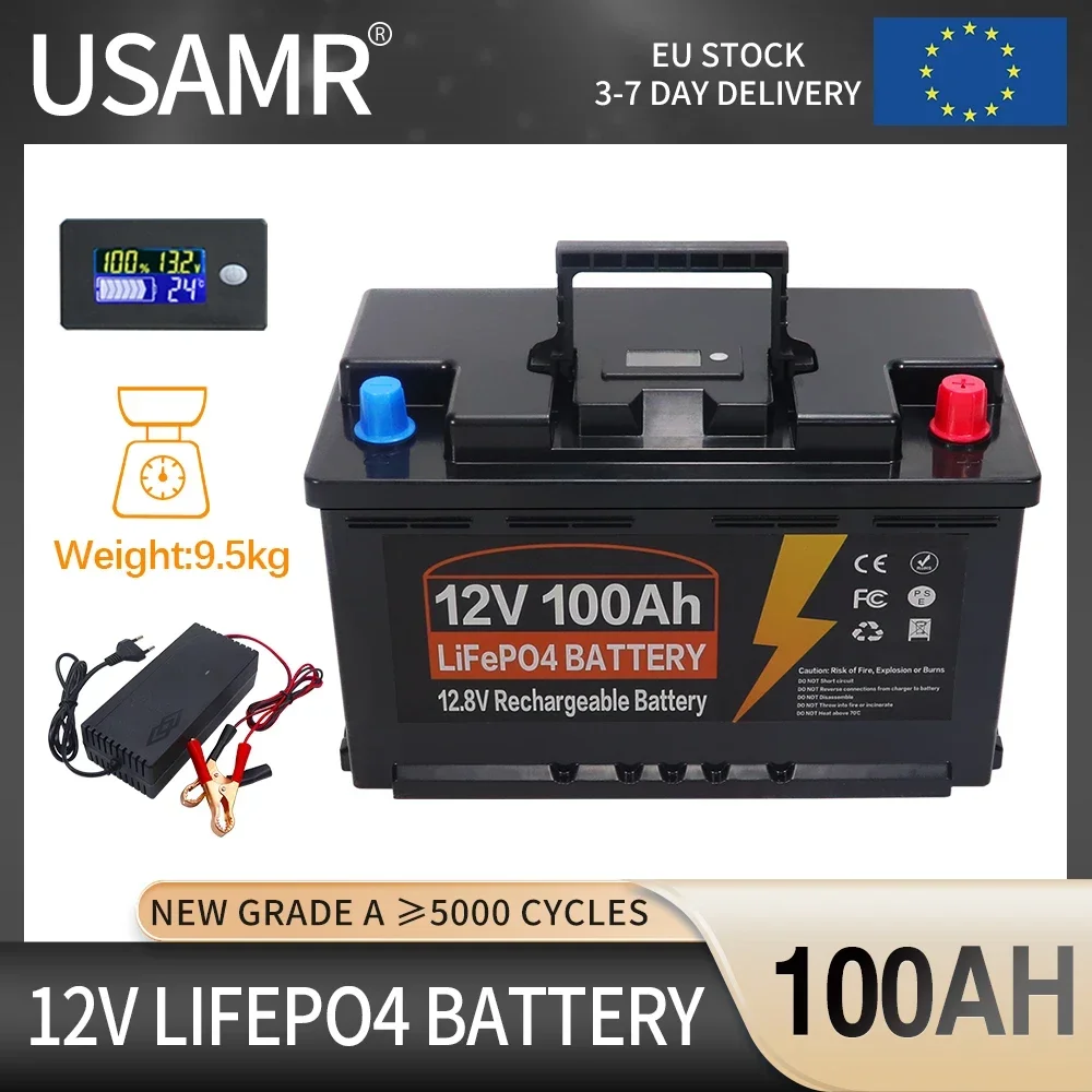 12V 100Ah LiFePO4 Lithium Iron Phosphate Battery Built-in BMS For Replacing Most of Backup Power Home Energy Storage Tax Free