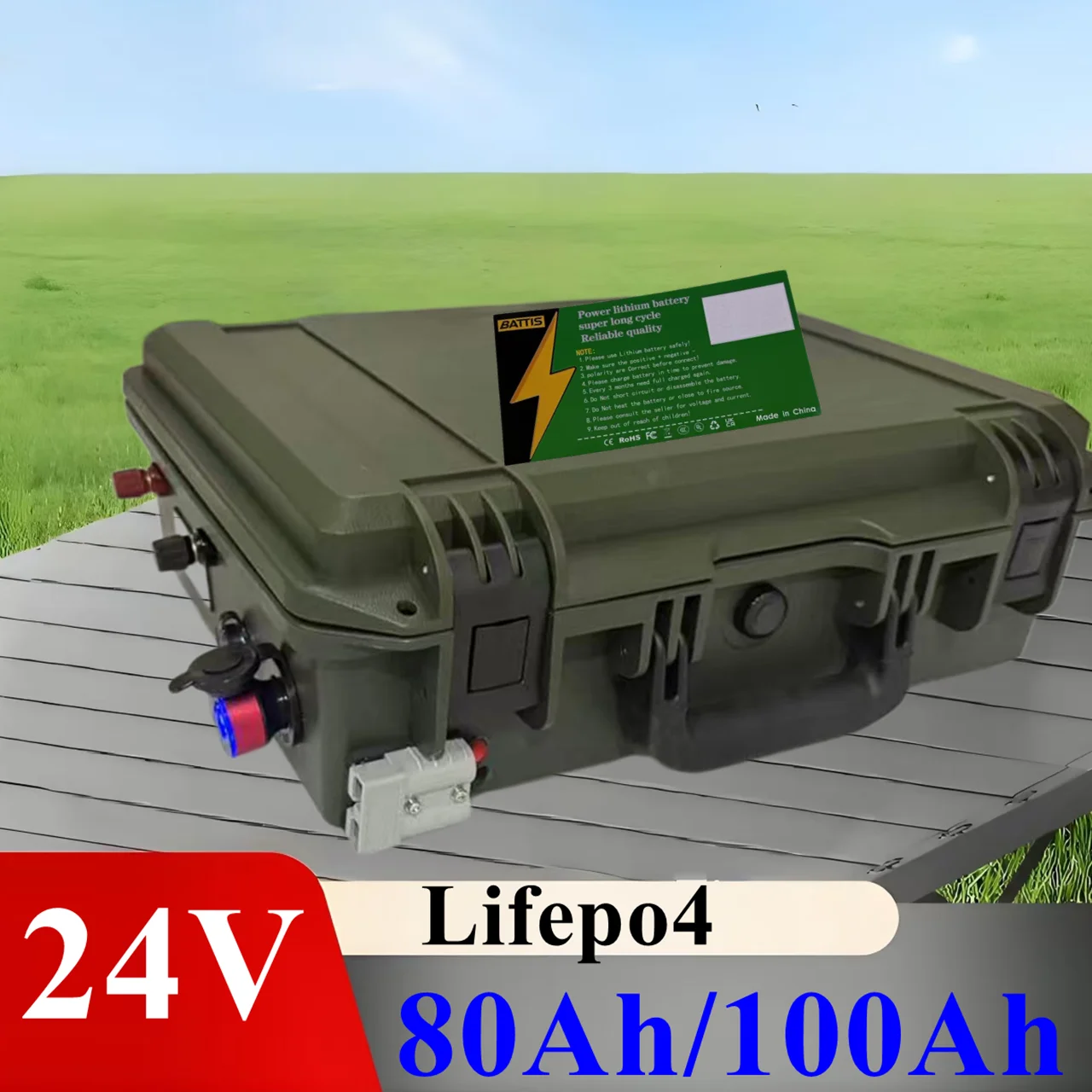 Lifepo4 24v 80AH 100AH ​​Battery BMS batteria 24v For 2400W Inverter Refrigerator Camping Gear And Tools RV AGV UPS