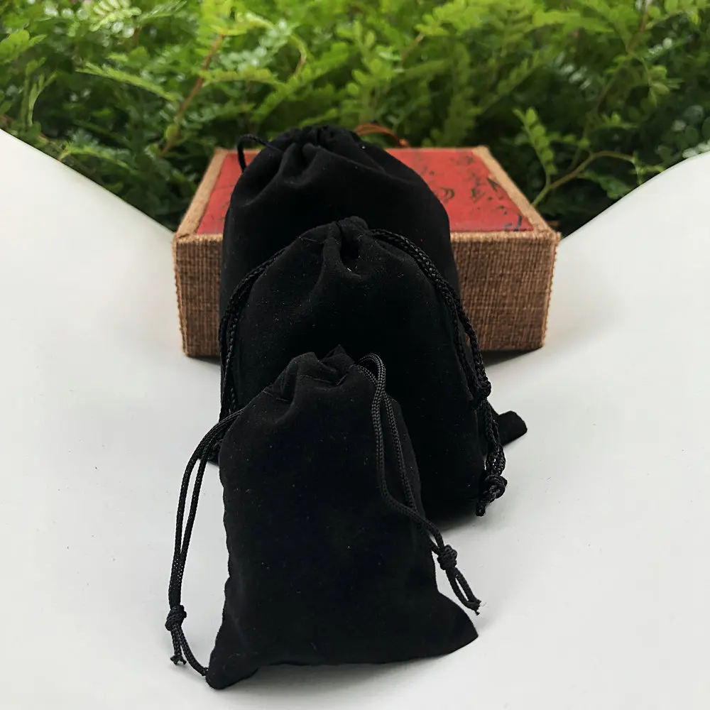 200 Pieces Velvet Dust Bag Black Multi-Color 10x12 Cm 7x9 Cm 5x7 Cm Drawstring Gift Packaging Small Jewelry Storage Bags