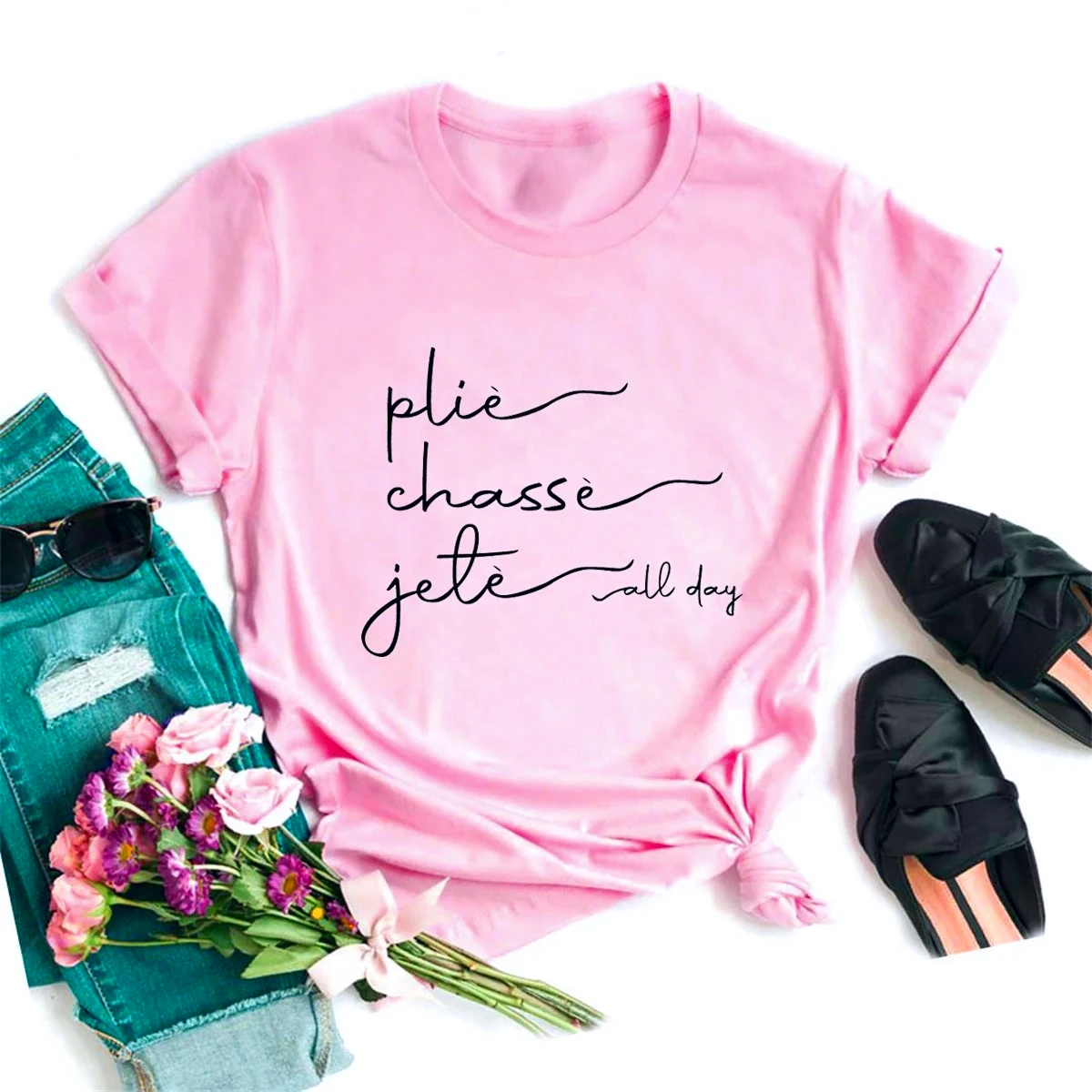 Women's Ballet Practice Graphic Tee All-day Letter Print Tee Fashionable Summer Short Sleeve Ballet Training Y2K Style Women Top