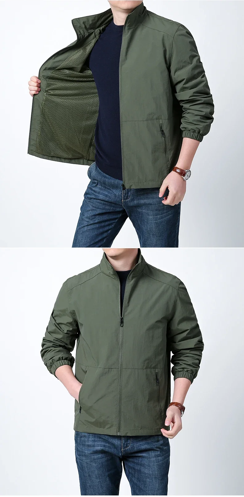 Men's Lightweight Packable Windbreaker Jacket 100% Polyamide Nylon Breathable Outdoor Sports Sun Protection Coat 2026