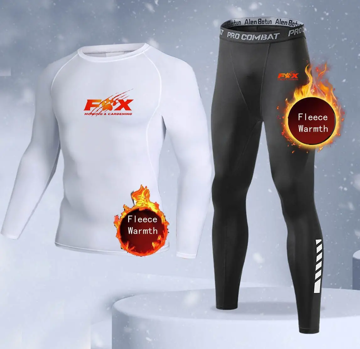 New 2-pieces Winter Warm Men Underwear Set Fleece Thermal Undershirts Long Johns Compression Tights Fitness Sports Tracksuit Set - view 2