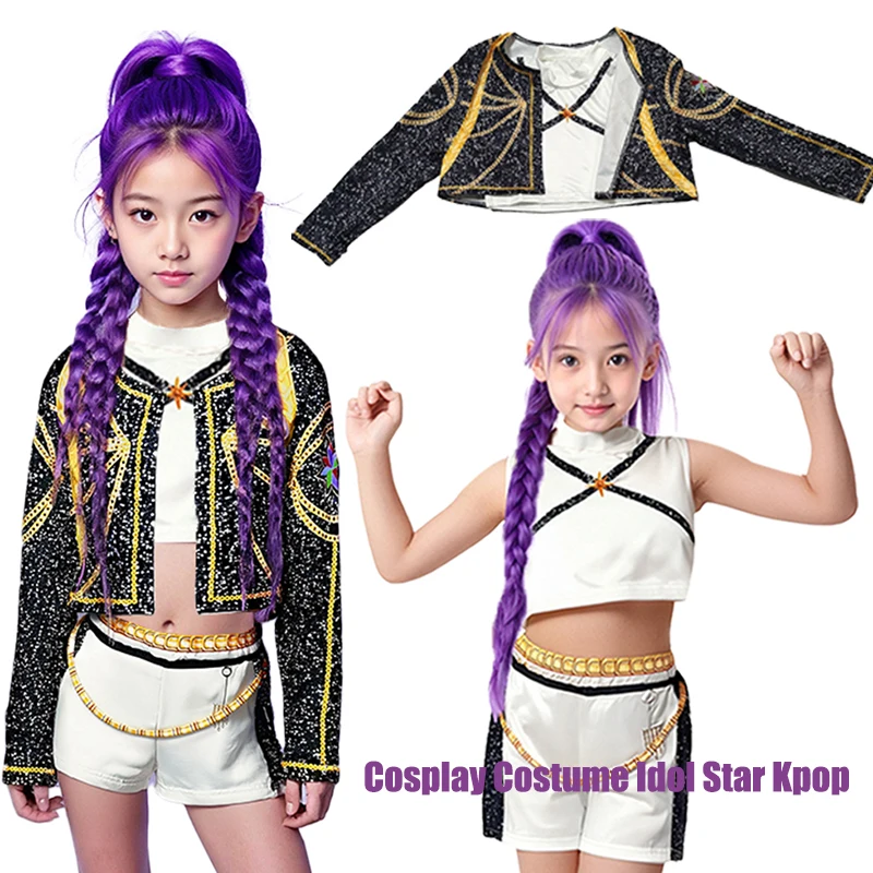 3 قطعة/المجموعة الأطفال الفتيات رومي تأثيري حلي المعبود ستار Kpop مجموعة لعب الأدوار الملابس أنيمي أداء زي هالوين مجموعة