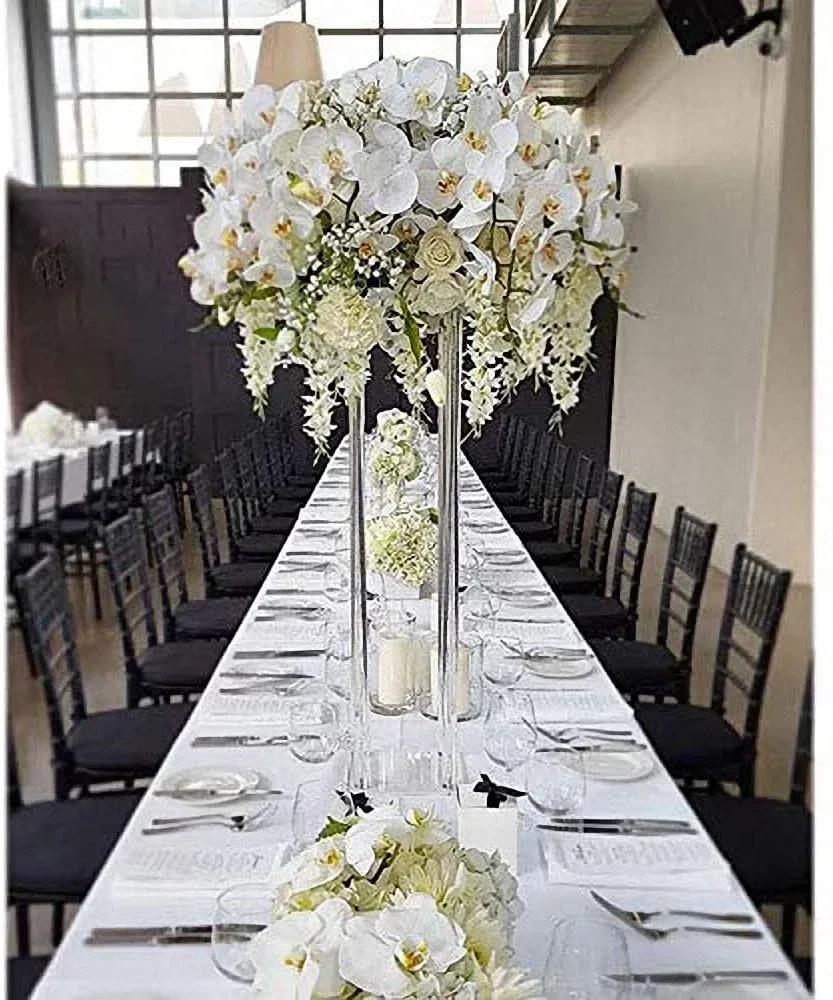 

2pcs 10pcs)30/100cm)Acrylic Floor Vase Clear Flower Vase Table Centerpiece Marriage Vintage Floral Stand Columns Wedding Decor