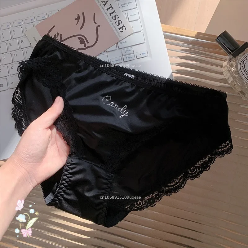New Satin Lace Women Panties French Style Underwear Women Summer Thin Underpants Low Waist Buttocks Lifting Ladies Briefs image 5