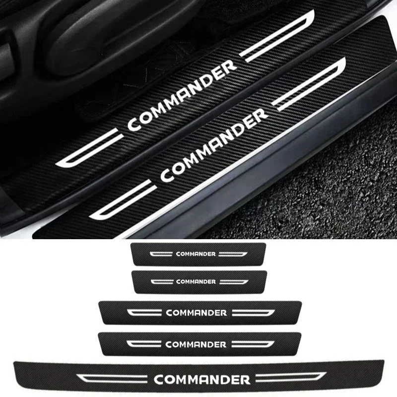 

Для JEEP Commander дверной порог автомобиля, защитная накладка из углеродного волокна, кожаный задний багажник, бампер, защитные наклейки, аксессуары