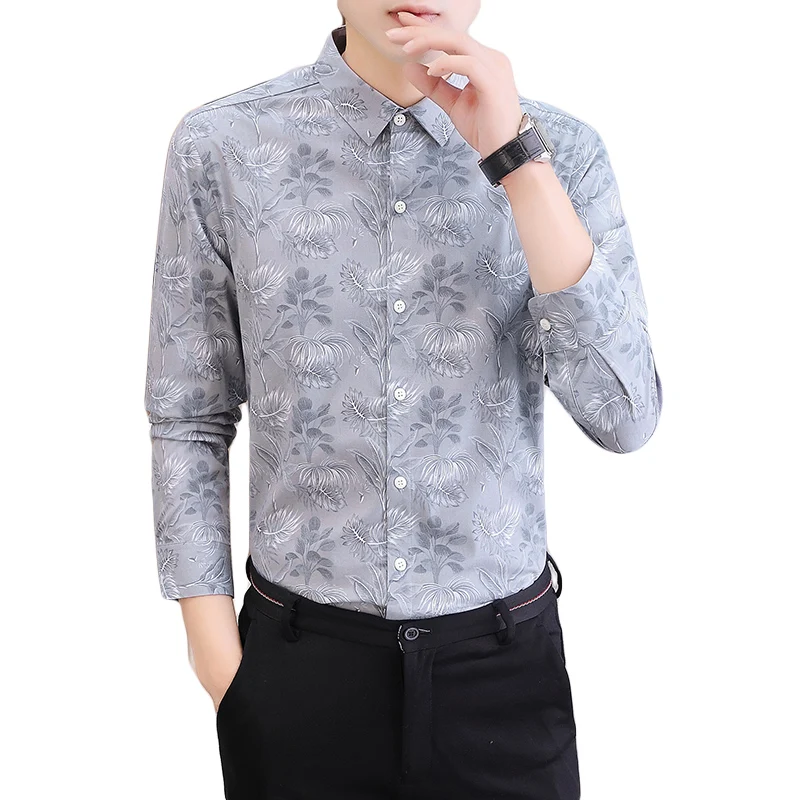 

Men Fashion Floral Shirt Stylish - Long Sleeve Casual Top Lightweight Urban Commuter Wear Streetwear Printed Button Down Shirt