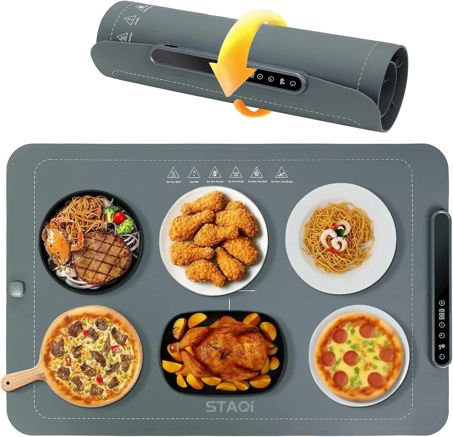 

Коврик для подогрева еды для фуршетов и вечеринок, электрический подогреватель с 7 режимами температуры, большой силиконовый нагревательный коврик с таймером и защитой от детей