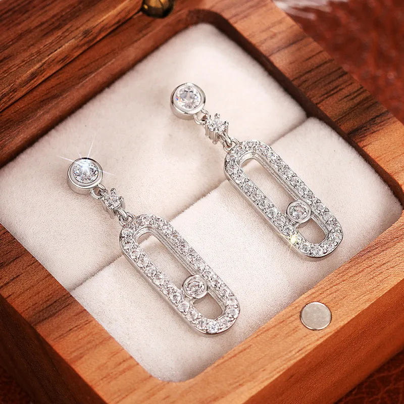 925 فضة انخفاض الأقراط الإناث مجوهرات الخطوبة مع الزركونيا الرائعة أزياء سيدة اكسسوارات الزفاف هدية