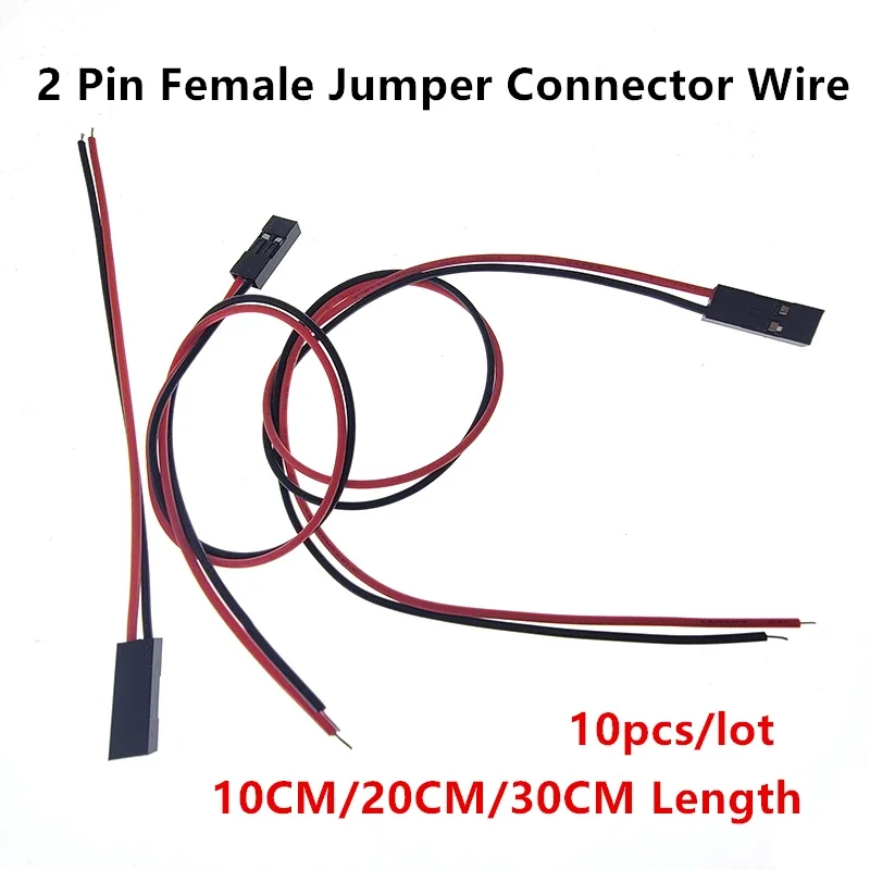 10pcs/lot 2PIN 2 Pin Female Jumper Connector Wire 24AWG 2P Dupont Cable For 3D Printer 10CM/20CM/30CM Length