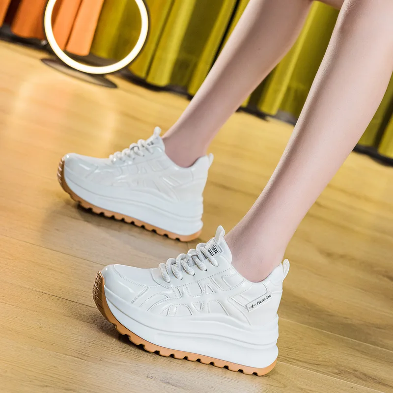 

White Black Chunky Sneakers Women 2025 Spring Autumn Thick Bottom Dad Shoes Woman Fashion PU Leather Platform Sneakers Ladies