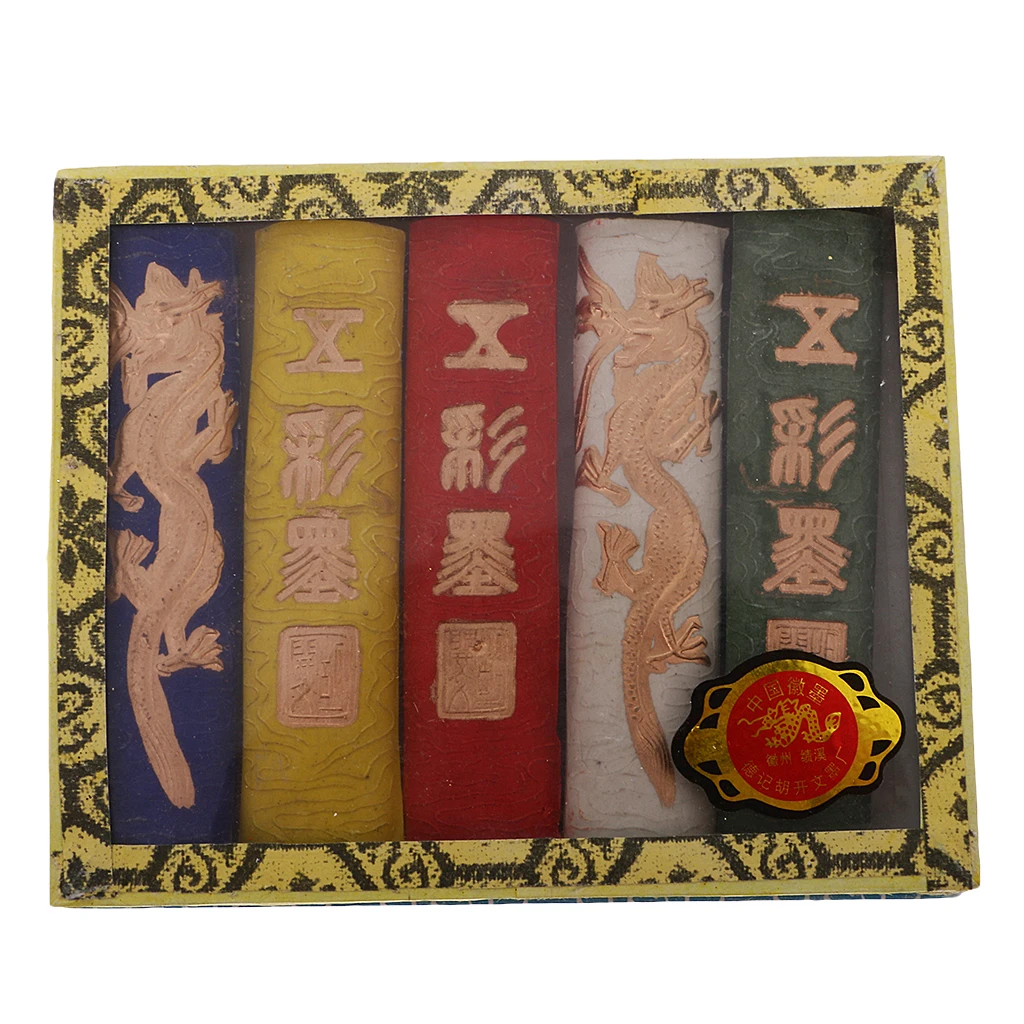 Painting Carved Ink Stick Set Chinese Traditional Calligraphy Material Dragon Pattern for Kids Gift Drawing