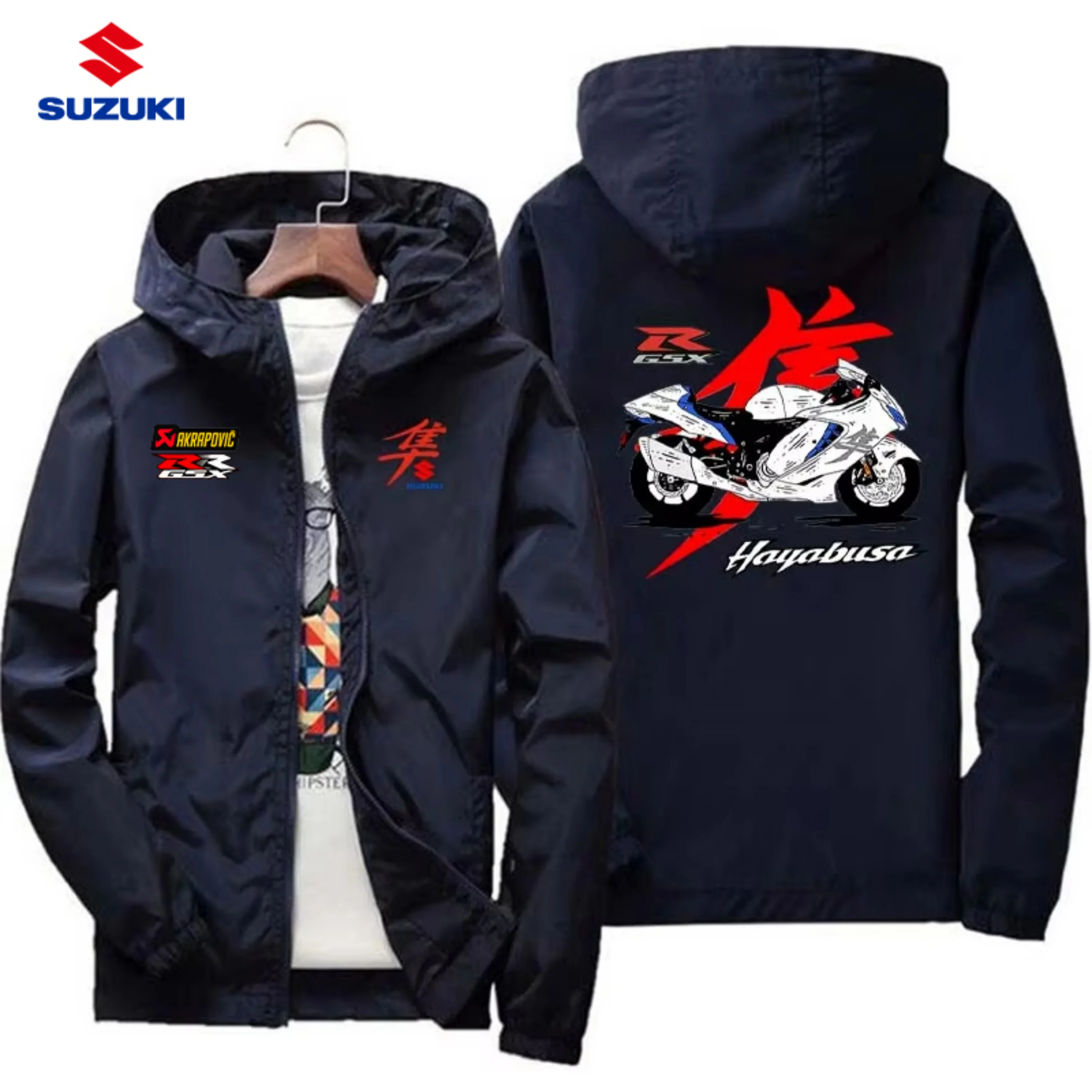Men's 2026 Suzuki Motorcycle Riding Hooded Jacket Lightweight Breathable Reflective Sun-Protective Outdoor Casual Jacket