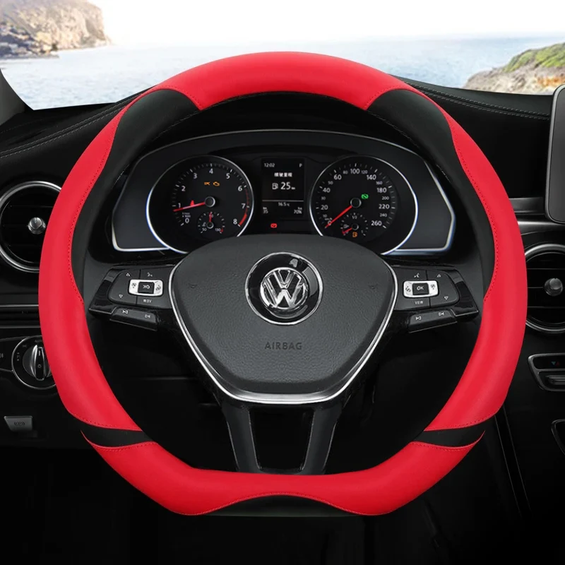 D Shape Car Steering Wheel Cover For VW Golf 7 Polo 2014-2022 Scirocco Jetta 6 2017-2022 Santana 2016-2022 Auto Accesorioss