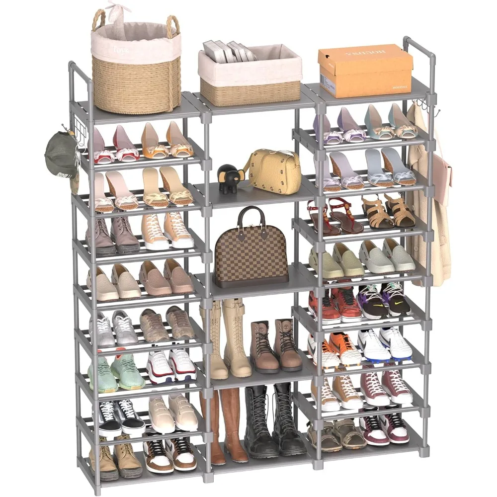 9 Tiers Shoe Rack Storage Organizer Shoe Shelf Organizer for Entryway Holds 50-55 Pairs Shoe and Boots, Stackable Shoes Cabinet