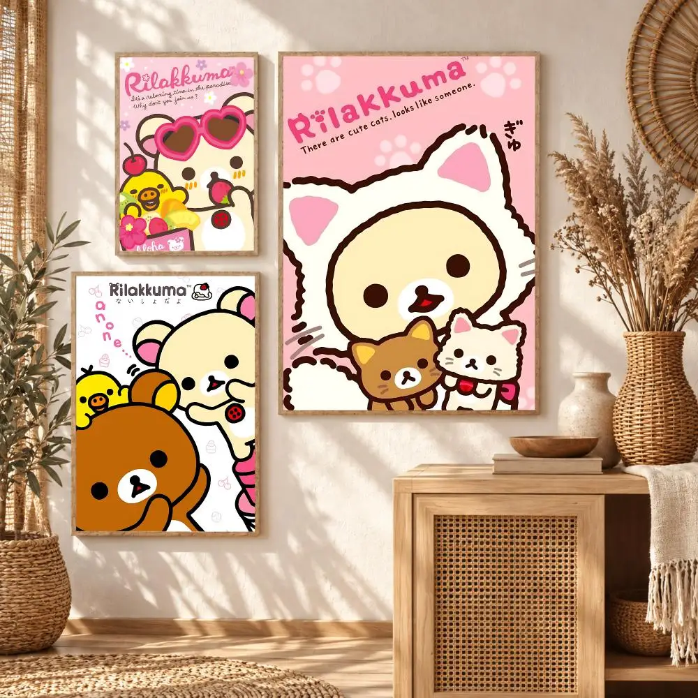 Cute Cartoon R-Rilakkuma Painting Calligraphy Modern Canvas Wall Art Prints for Living Room Decor | Wall Decals