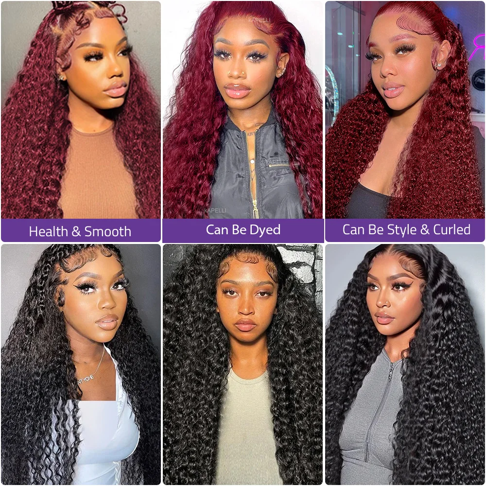 26 36 дюймов 99J Бордовый Глубокая волна 13x6 Парик из натуральных волос на кружеве 13x4 HD Парики из натуральных волос на кружеве Водные вьющиеся бразильские волосы Remy для женщин