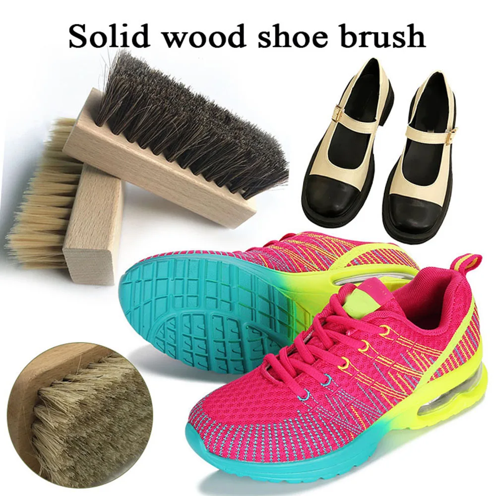 Boot Brush Cleaning Brushes Pig Bristles Shoes Brush Shoes Clean Accessories Wood Handle Useful Classic Brush Clothes Cleaner