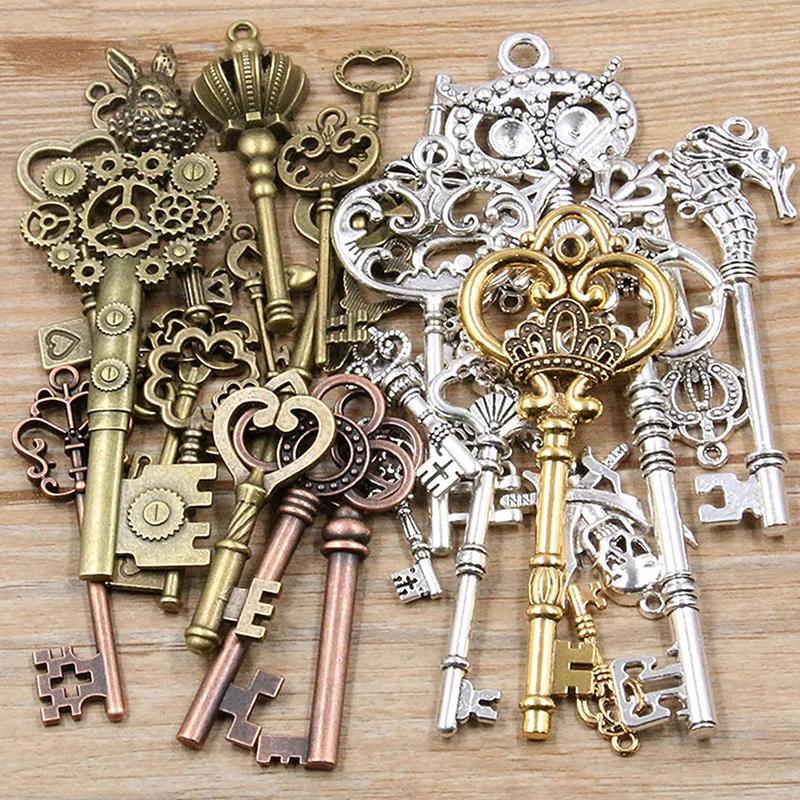 50g/pack Key Charms Bracelets Necklace Craft Metal Pendant For Jewelry Making DIY Supplies Small Business Supplies