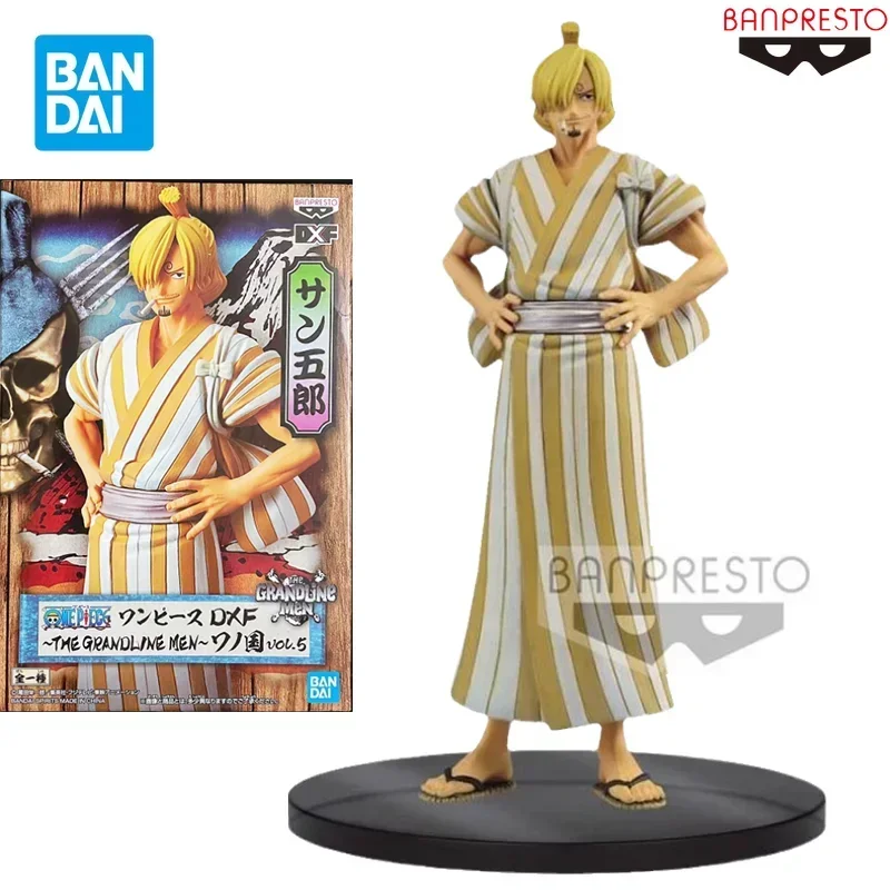 Bandai BANPRESTO Original One Piece Anime Figure DXF Vinsmoke Sanji Action Figure Kimono Toys Gift Collectible Model Ornaments