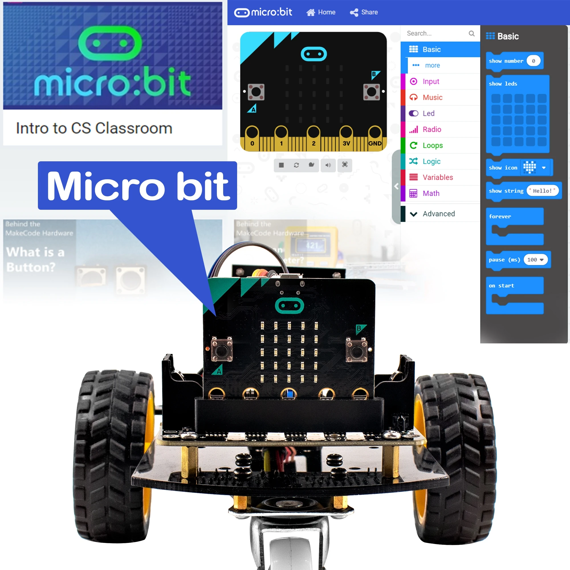 Multi Smart Robot Car Kit V2.0 for Microbit Robot Intelligent and Educational Toy Car Robotic Kit with Tutorial