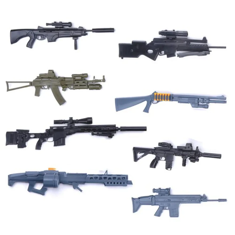 1/6 AK74 MG62 ARX-160 FN SCAR Remington MSR SL8 HK416 M1 4D Gun Model Plastic Assembly Model Kit 8pcs/set