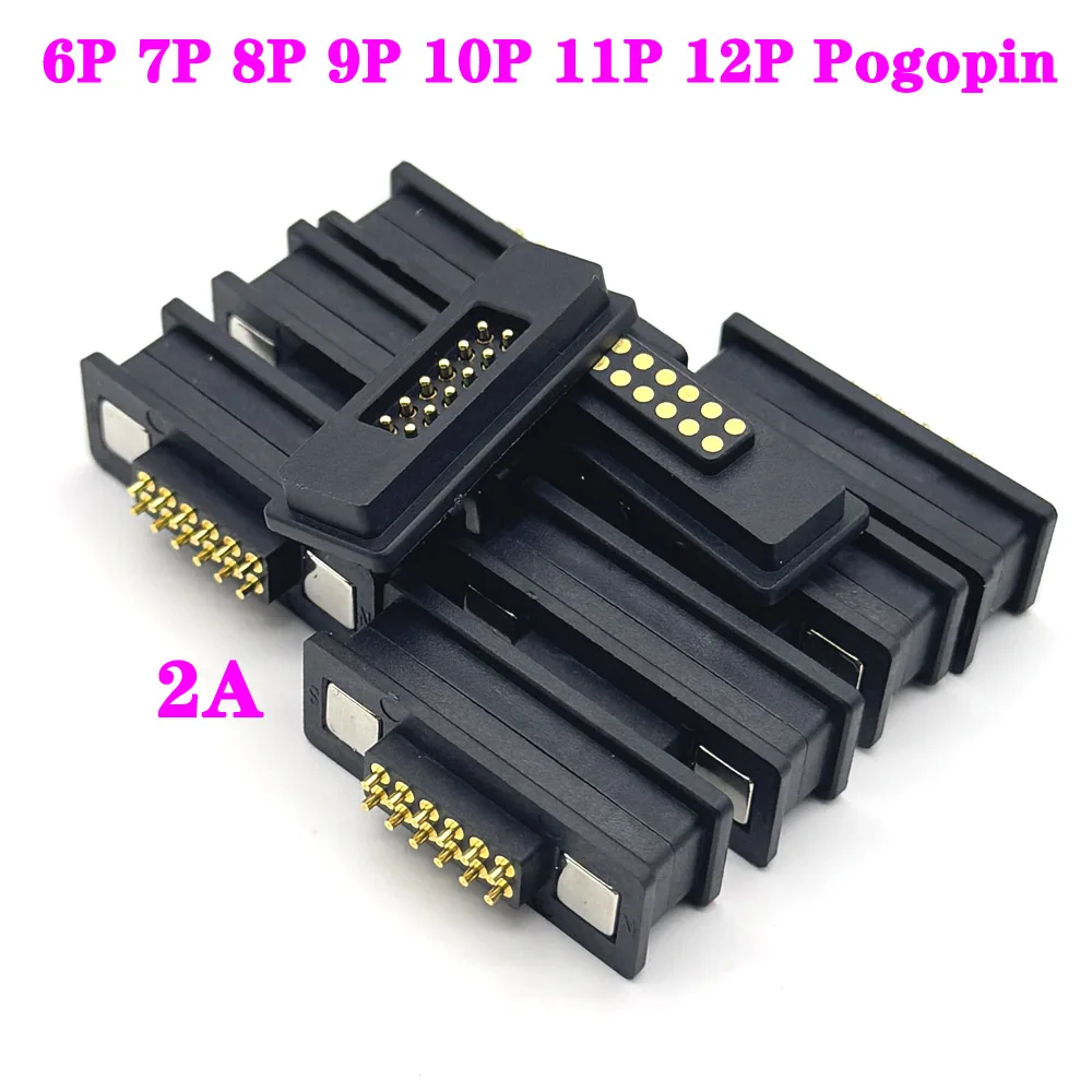 1 Sets 2A 6Pin / 12Pin Pogopin DC Magnetic Pogo Pin Connector Male Female Spring Loaded DC Power Socket Straight Needle