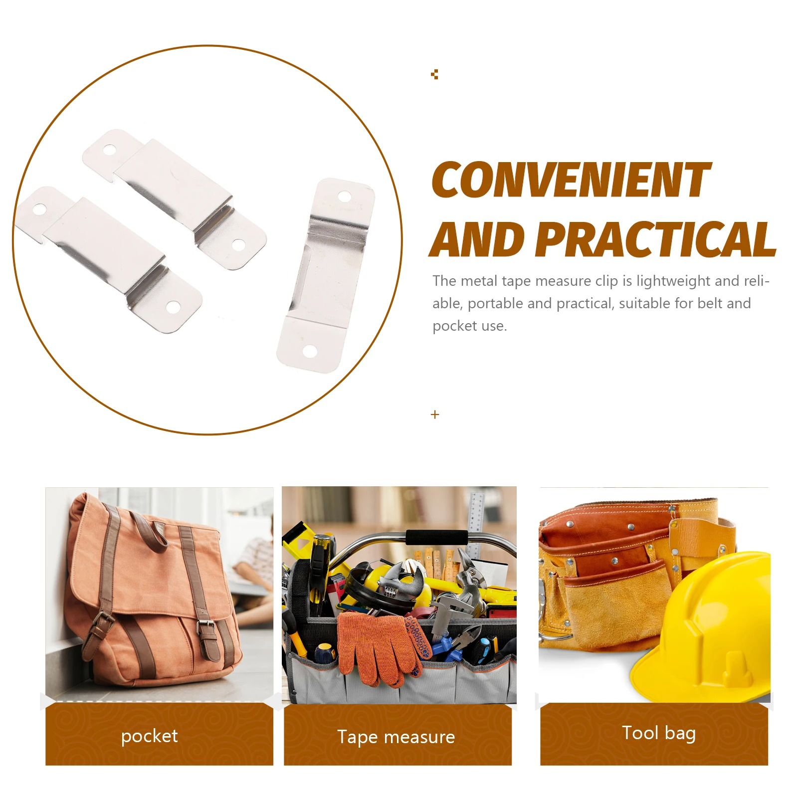 

20pcs Metal Tape Measure Holder Clip High Grade Material Lightweight Durable Easy Install Belt Pocket Use Tool Kit Accessories