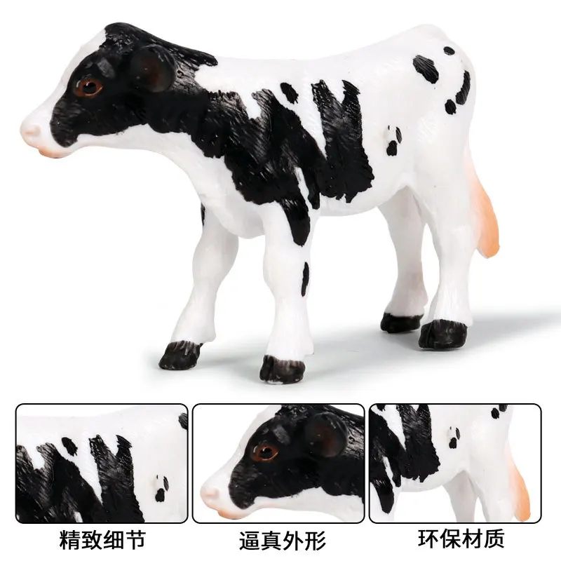 Children's solid simulation wild animal model toy poultry Cow Ranch Holstein calf model decoration