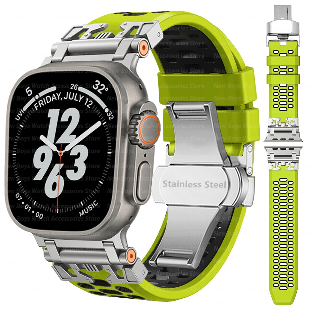 

Спортивный силиконовый ремешок для Apple Watch Ultra 3 2 49 мм Серия 11 10 46 мм Браслет для Iwatch Series 9 8 7 6 5 SE 3 44 мм 45 мм Ремешок
